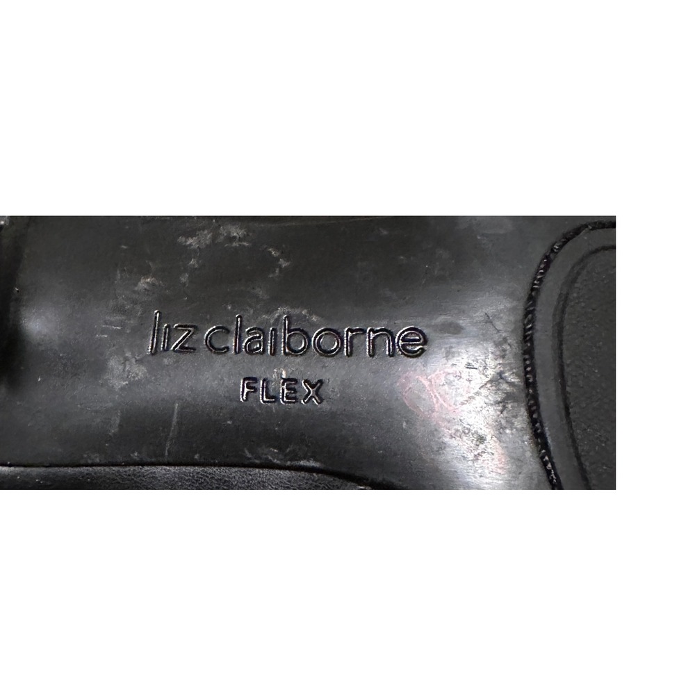 Liz Claiborne Lorraine Black Faux Leather Tassel Kitten Heel Mid-Calf Boots 7.5M - Picture 11 of 14